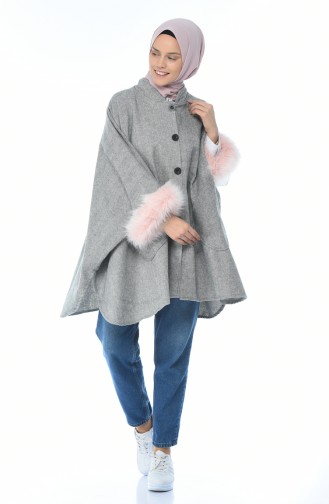 Fur Poncho Gray Powder 5008-01