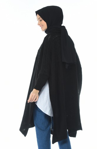 Poncho Tricot Manches Chauve Souris 7302-02 Noir 7302-02