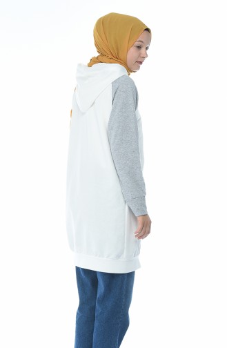 Kapüşonlu Sweatshirt 0736-02 Gri Hardal