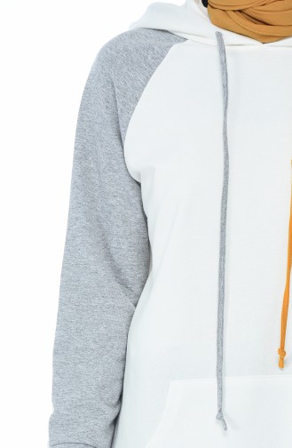 Kapüşonlu Sweatshirt 0736-02 Gri Hardal