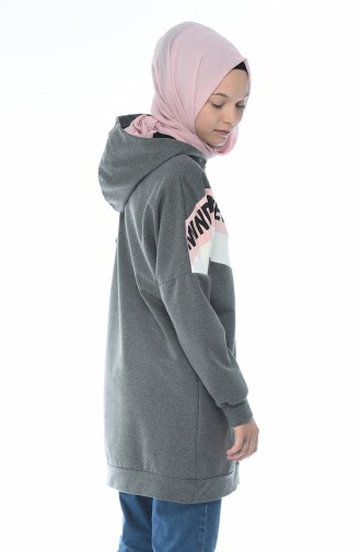 Yazılı Sweatshirt 19080-02 Füme