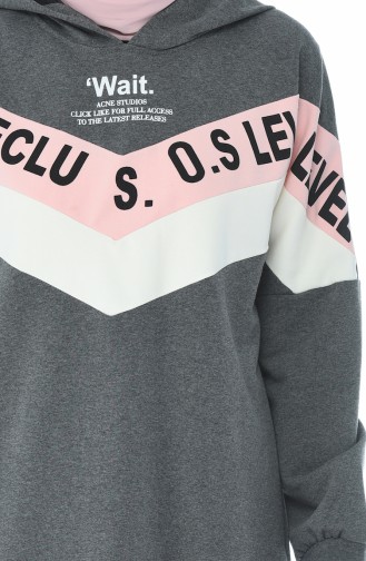 Yazılı Sweatshirt 19080-02 Füme