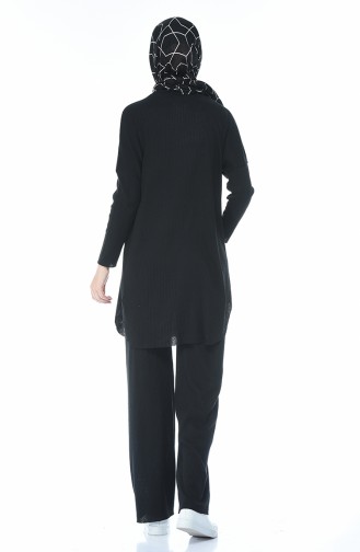 Ensemble Deux Peices Tunique Pantalon Tricot 2211-01 Noir 2211-01