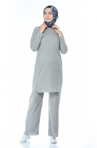 Ensemble Deux Peices Tunique Pantalon Tricot 2211-03 Gris 2211-03