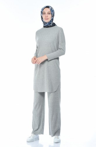 Ensemble Deux Peices Tunique Pantalon Tricot 2211-03 Gris 2211-03