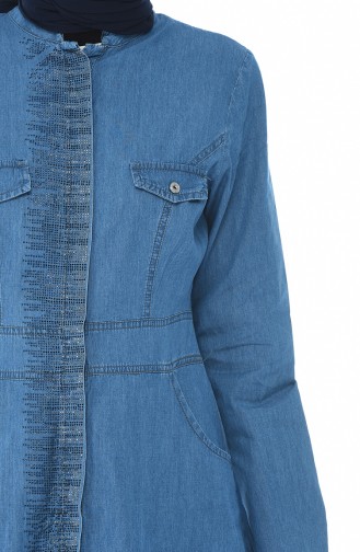 Taş Baskılı Tunik Pantolon İkili Takım 6007-02 Kot Mavi