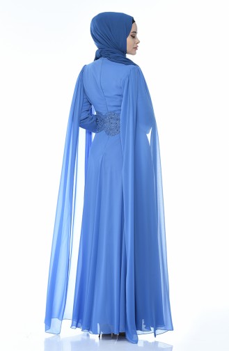 Dantelli Abiye Elbise 9001-01 İndigo
