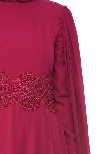 Fuchsia Hijab Evening Dress 9001-02