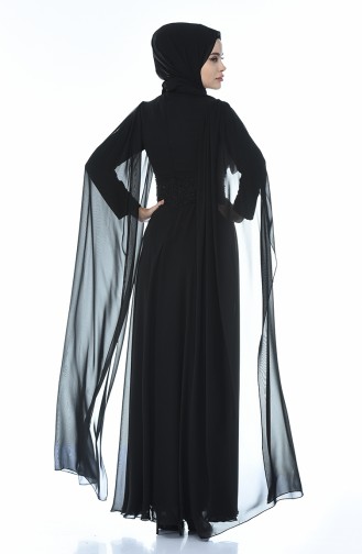 Black Hijab Evening Dress 9001-03