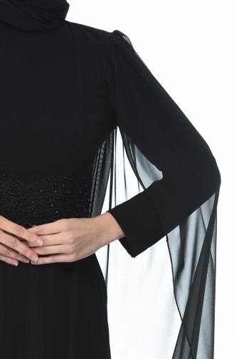 Black Hijab Evening Dress 9001-03