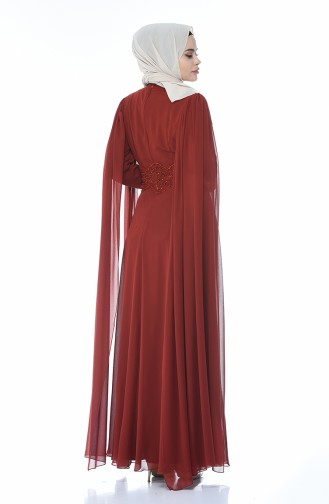 Ziegelrot Hijab-Abendkleider 9001-04