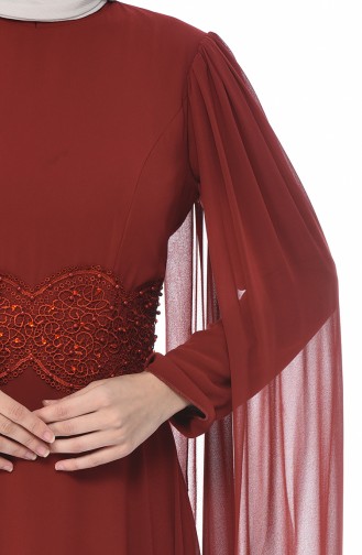 Ziegelrot Hijab-Abendkleider 9001-04