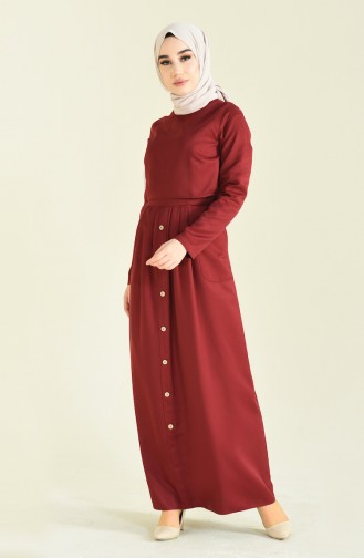 Claret Red Hijab Dress 4275-10