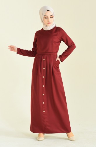 Claret Red Hijab Dress 4275-10