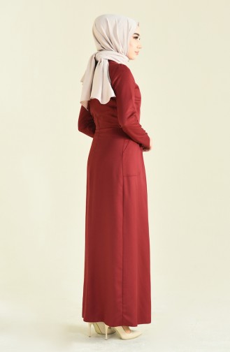 Claret Red Hijab Dress 4275-10