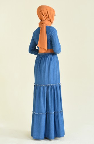 Jeansblau Hijab Kleider 81739-01