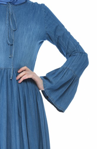 Jeansblau Hijab Kleider 81741-01