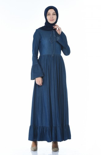 Dunkelblau Hijab Kleider 81741-02