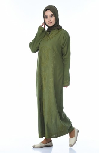 Khaki Hijab Dress 8000-01