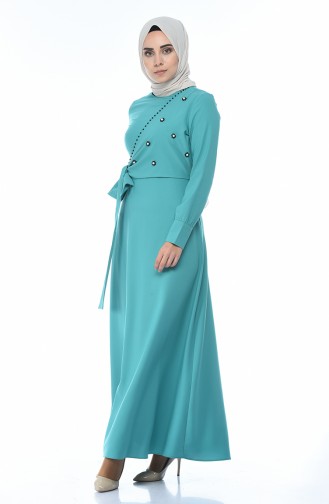 فستان مطرز بالخرز أخضر 2088A-01