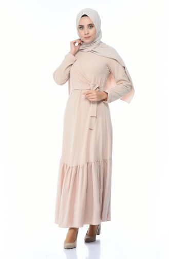 Beige Hijab Kleider 1240-01