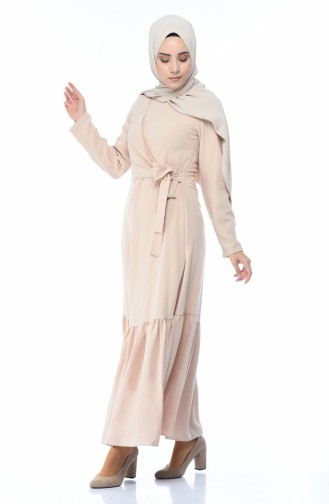 Beige Hijab Dress 1240-01