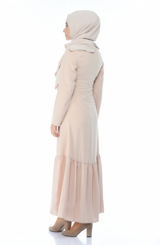 Side Tied Shirred Dress Beige 1240-01