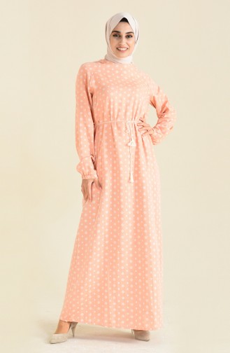 Patterned Cotton Dress Orange 2120-02