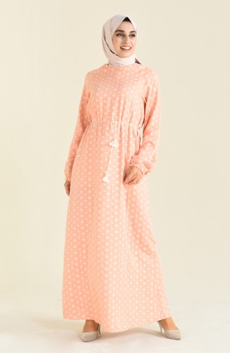 Patterned Cotton Dress Orange 2120-02