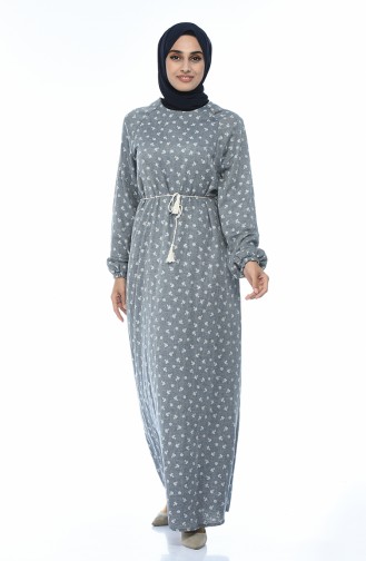 Patterned Cotton Dress Gray 2132-01