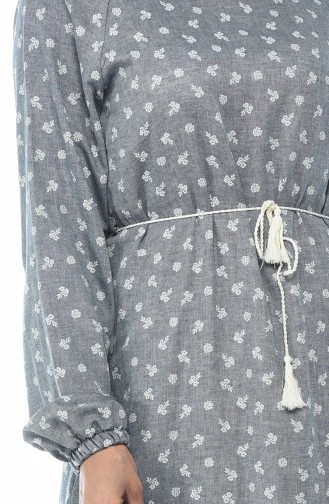 Patterned Cotton Dress Gray 2132-01