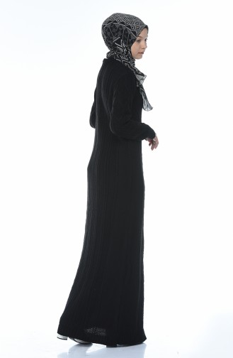 فستان تريكو بنمط حياكة أسود 1908-07