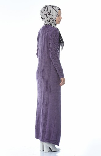 Tricot Knit Pattern Dress Purple 1908-08
