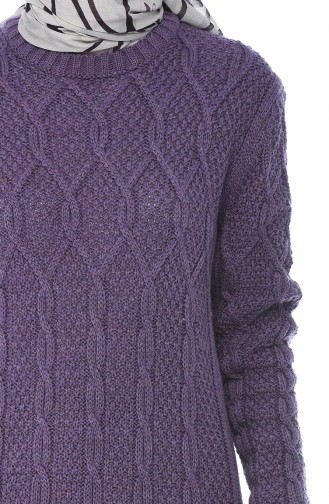 Tricot Knit Pattern Dress Purple 1908-08