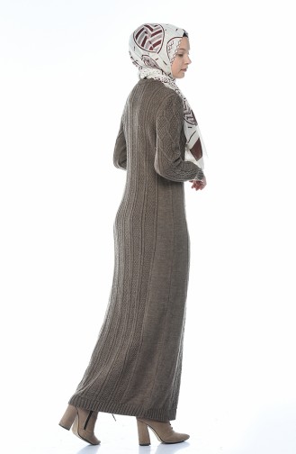 Triko Örgü Desen Elbise 1908-11 Vizon