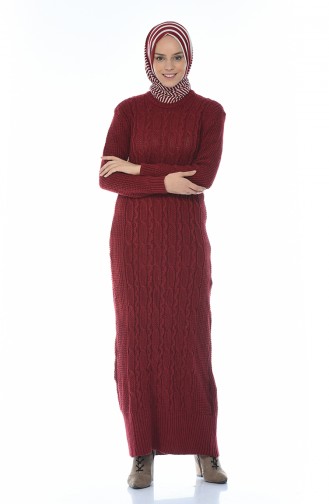 فستان تريكو أحمر كلاريت 1909-04