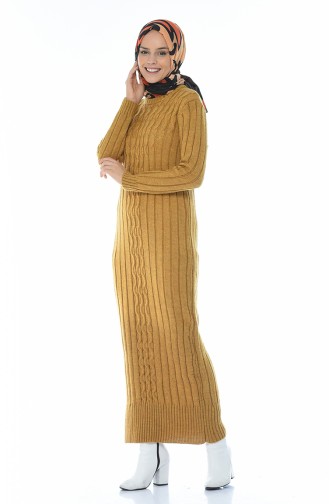 فستان تريكو طويل خردلي 1920-03