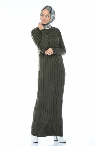 فستان تريكو طويل كاكي 1920-04