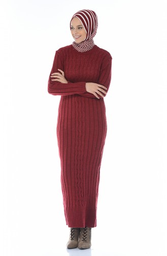 Tricot Long Dress Claret Red 1920-06