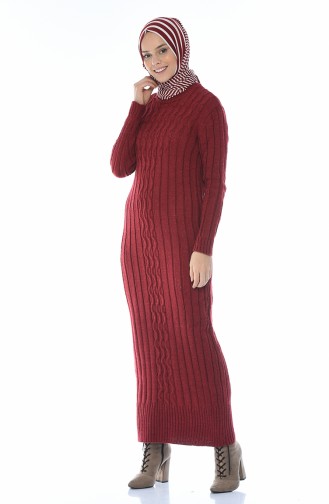 Tricot Long Dress Claret Red 1920-06