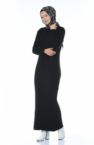 فستان تريكو طويل أسود 1920-07