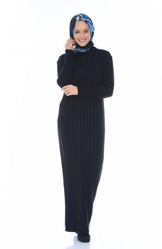 Tricot Long Dress Navy Blue 1920-10