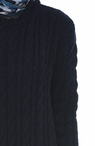فستان تريكو بنمط حياكة كحلي 1950-08