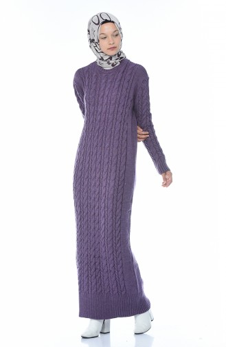 Tricot Knitted Dress Purple 1950-10