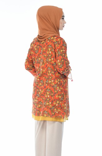 Tunique Coton a Motifs 65201A-04 Orange 65201A-04