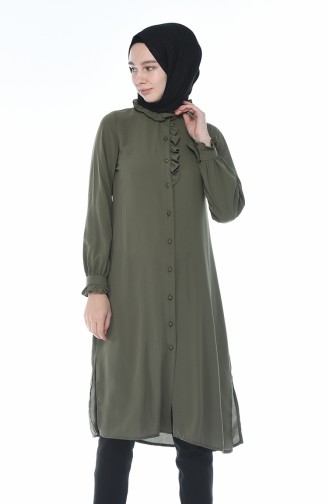 Düğmeli Uzun Tunik 1023-06 Haki