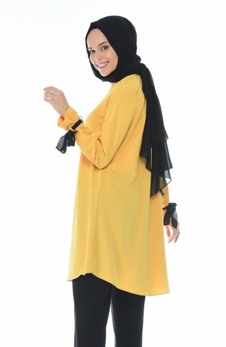 Buttoned Classic Tunic Yellow 1226-02