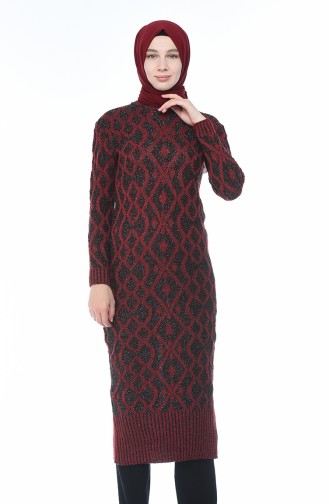 Silvery Tricot Long Tunic Bordeaux 1910-04