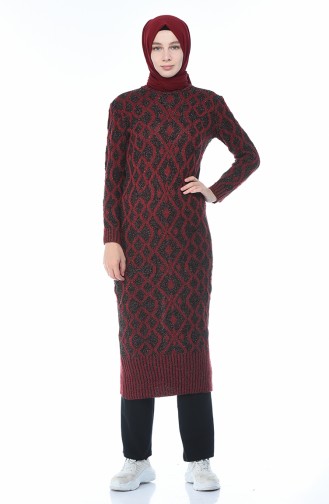 Silvery Tricot Long Tunic Bordeaux 1910-04