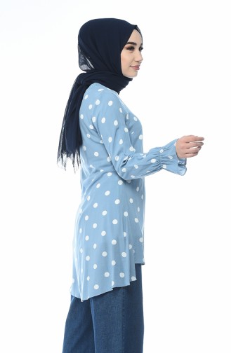 Tunique a Motifs Manches élastique 40014-01 Bleu 40014-01